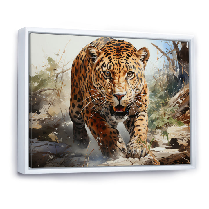 Leopard Silent Attack - Leopard Bedroom Wall Art