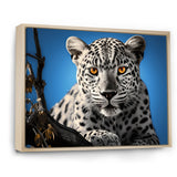 Blue Monochrome Leopard Portrait - Leopard Canvas Wall Art