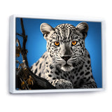 Blue Monochrome Leopard Portrait - Leopard Canvas Wall Art