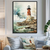 Vintage Lighthouses Guiding Light V - Architecture Canvas Wall Art