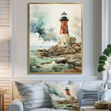 Vintage Lighthouses Guiding Light V - Architecture Canvas Wall Art