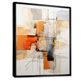 Orange Grey Line Art Abstract Expressionism - Abstract Canvas Wall Art