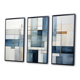 Blue Grey Line Art Abstract Geometrics I - Multi-Panels