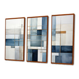 Blue Grey Line Art Abstract Geometrics I - Multi-Panels