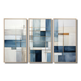 Blue Grey Line Art Abstract Geometrics I - Multi-Panels