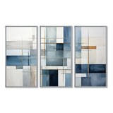 Blue Grey Line Art Abstract Geometrics I - Multi-Panels