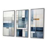 Blue Grey Line Art Abstract Geometrics I - Multi-Panels