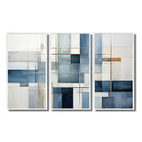 Blue Grey Line Art Abstract Geometrics I - Multi-Panels