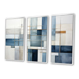Blue Grey Line Art Abstract Geometrics I - Multi-Panels