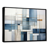 Blue Grey Line Art Abstract Geometrics I - Abstract Canvas Wall Art