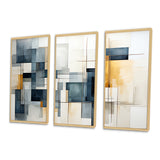 Blue Grey Line Art Abstract Geometrics III - Canvas Wall Art Sets