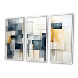 Blue Grey Line Art Abstract Geometrics III - Canvas Wall Art Sets