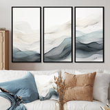 Blue Grey Line Art Conceptual Abstract II - Multi-Panels