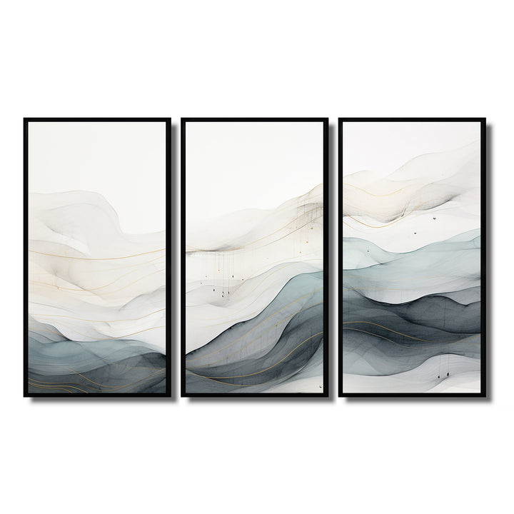 Blue Grey Line Art Conceptual Abstract II - Multi-Panels