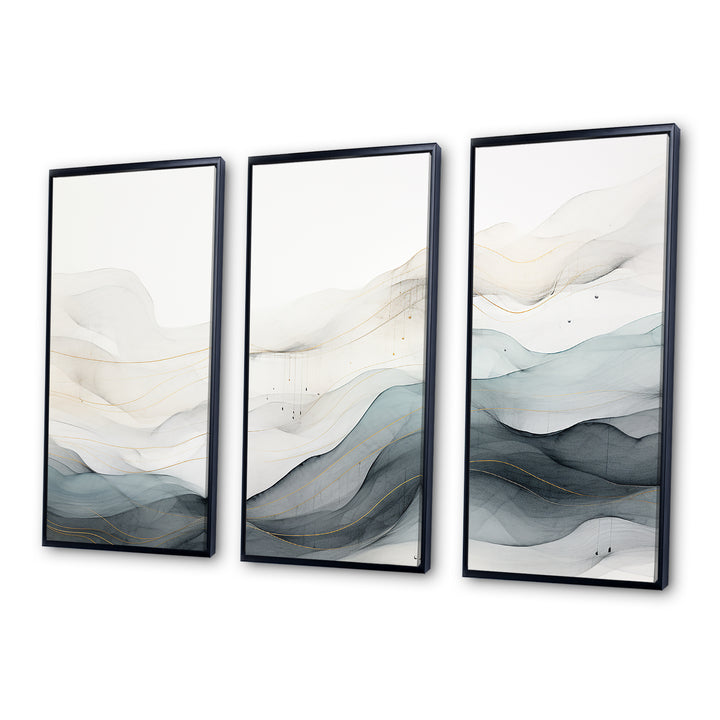 Blue Grey Line Art Conceptual Abstract II - Multi-Panels