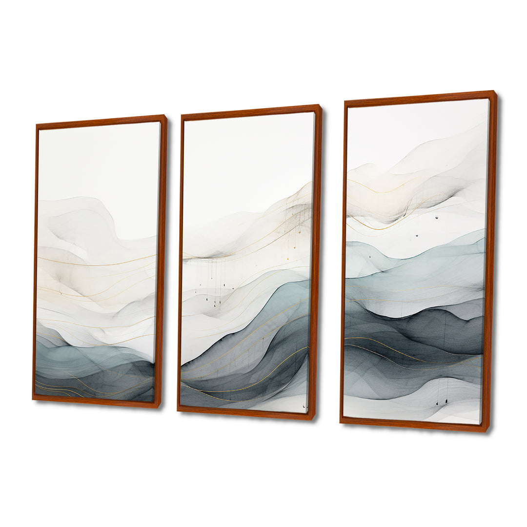 Blue Grey Line Art Conceptual Abstract II - Multi-Panels