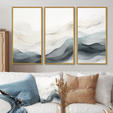 Blue Grey Line Art Conceptual Abstract II - Multi-Panels