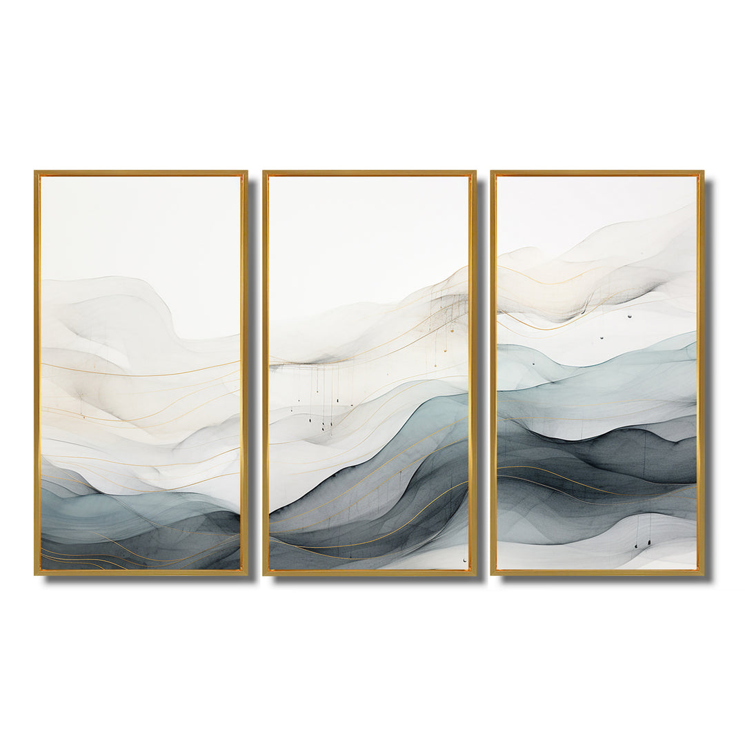 Blue Grey Line Art Conceptual Abstract II - Multi-Panels