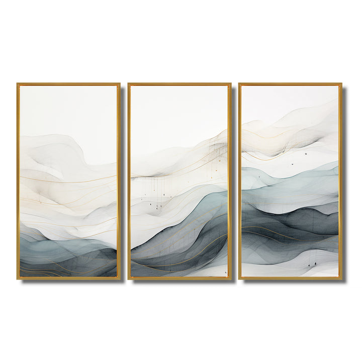 Blue Grey Line Art Conceptual Abstract II - Multi-Panels