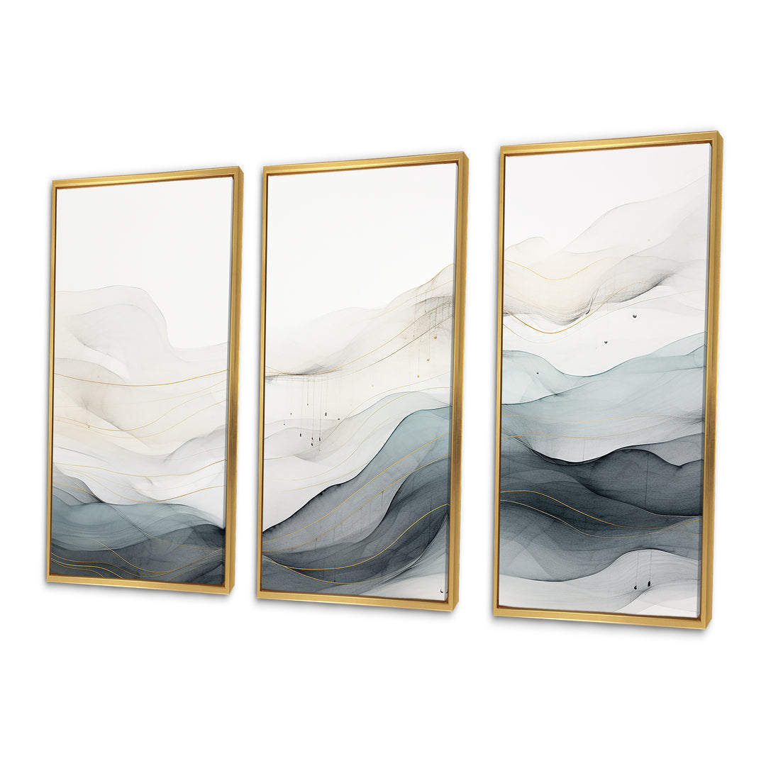 Blue Grey Line Art Conceptual Abstract II - Multi-Panels