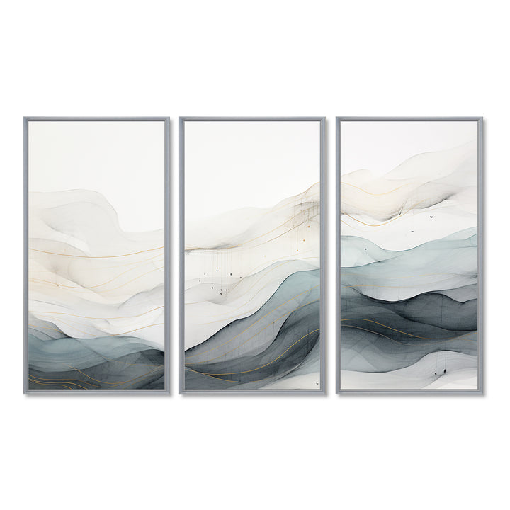 Blue Grey Line Art Conceptual Abstract II - Multi-Panels
