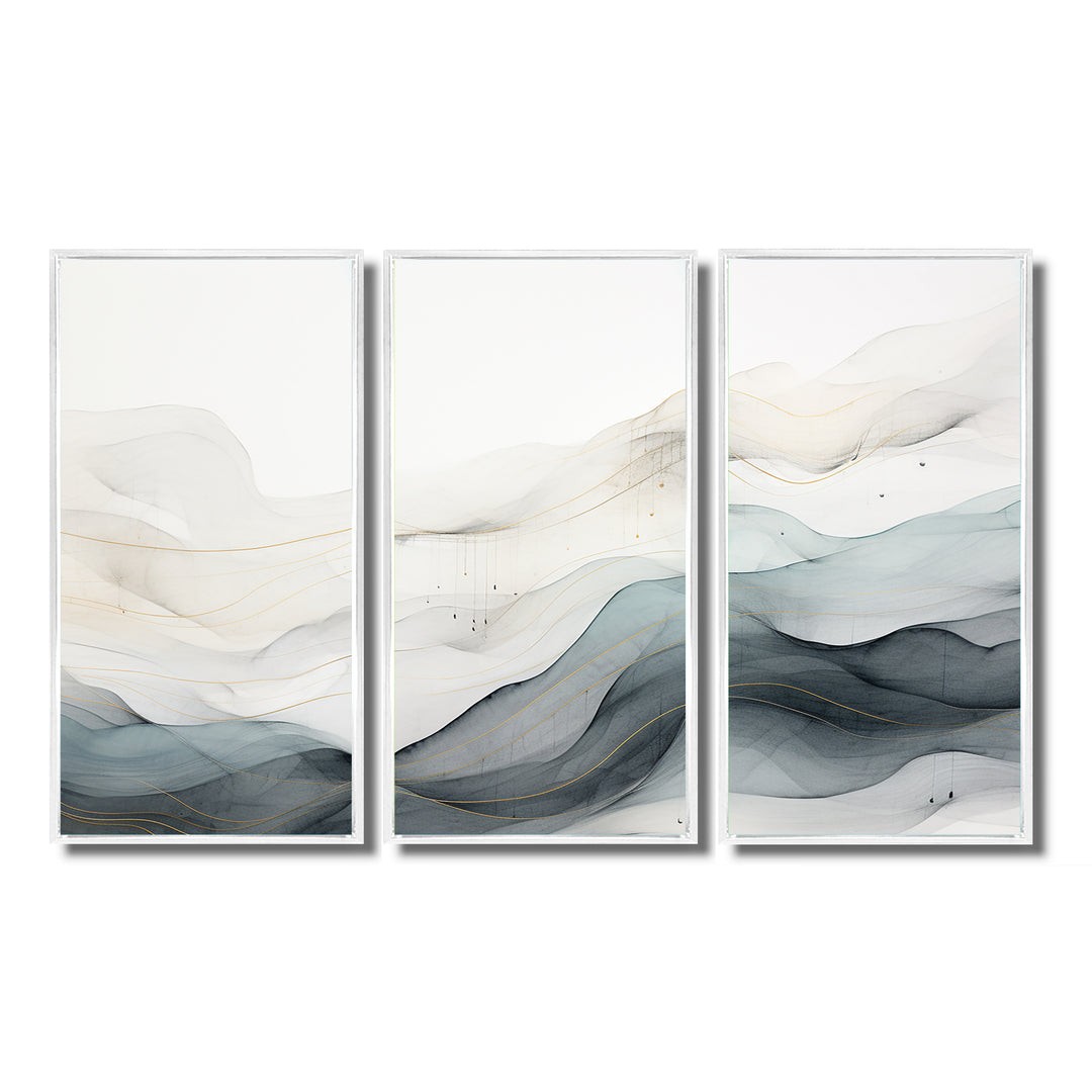 Blue Grey Line Art Conceptual Abstract II - Multi-Panels