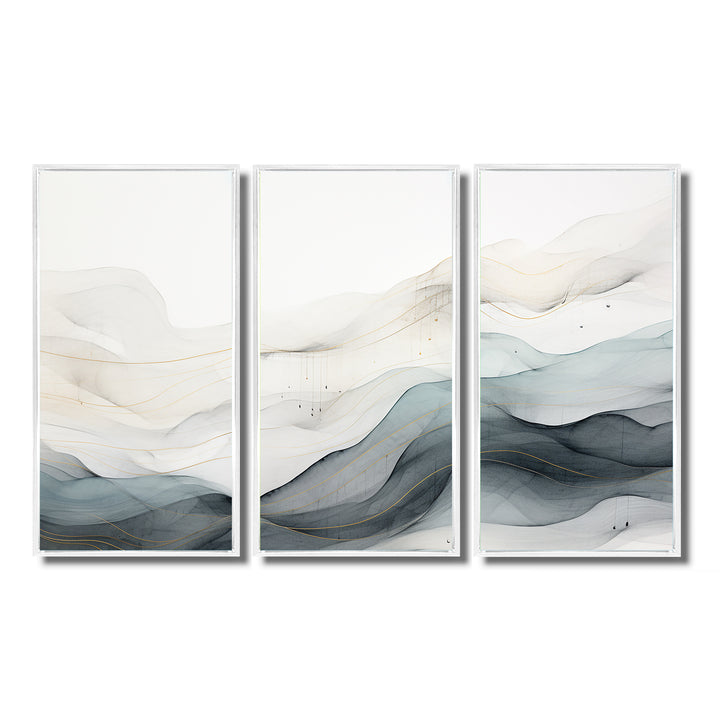Blue Grey Line Art Conceptual Abstract II - Multi-Panels