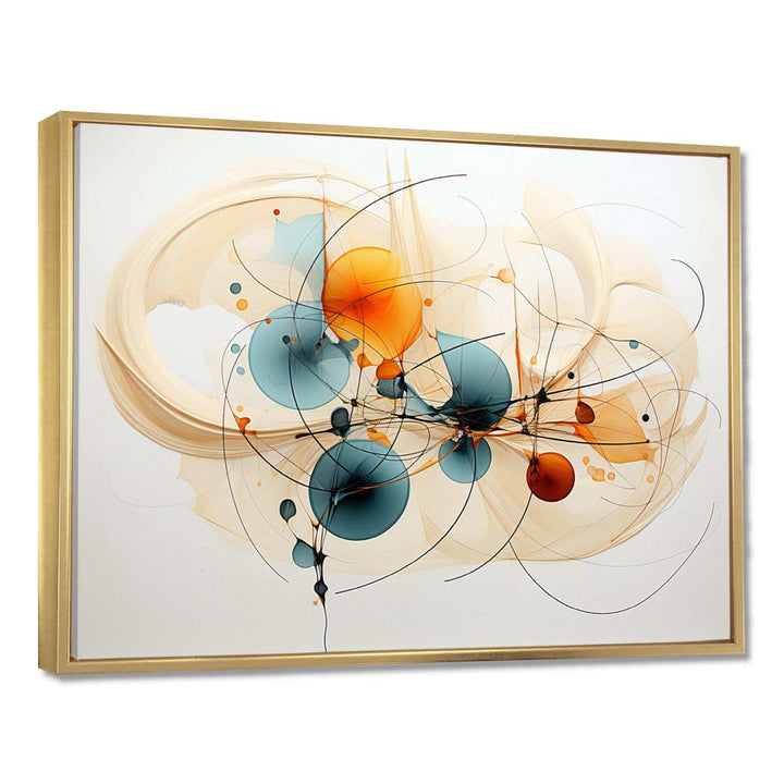 Teal Orange Line Art Conceptual Abstracts II - Abstract Canvas Wall Art