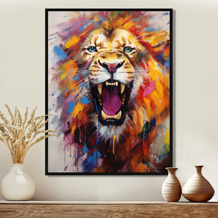 Abstract Roar Lion - Red Lion Wall Art