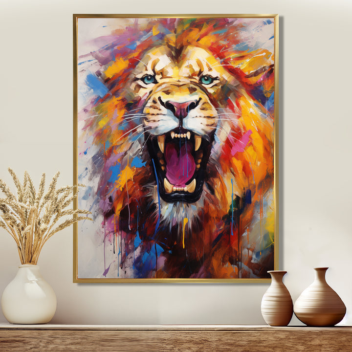 Abstract Roar Lion - Red Lion Wall Art