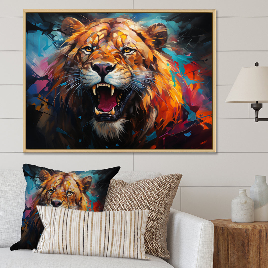 Lion Futuristic Wilderness Futurist - Lion Living Room Wall Art