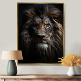 Black And White Lion Portrait Vibrant II - Animals Canvas Wall Art