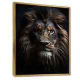 Black And White Lion Portrait Vibrant II - Animals Canvas Wall Art