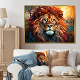 Lion Regal King Geometric - Brown Lion Wall Art