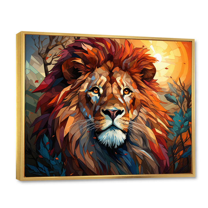 Lion Regal King Geometric - Brown Lion Wall Art