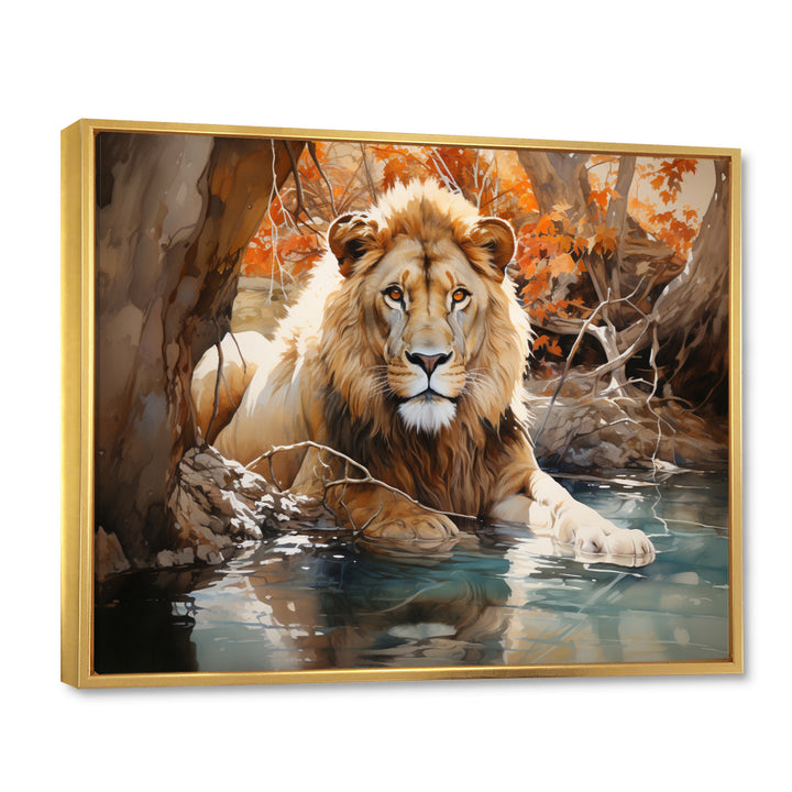 Lion Watercolor Oasis Watercolor - Lion Canvas Wall Art