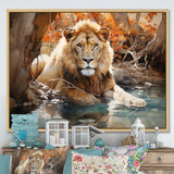 Lion Watercolor Oasis Watercolor - Lion Canvas Wall Art