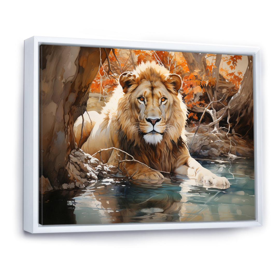 Lion Watercolor Oasis Watercolor - Lion Canvas Wall Art
