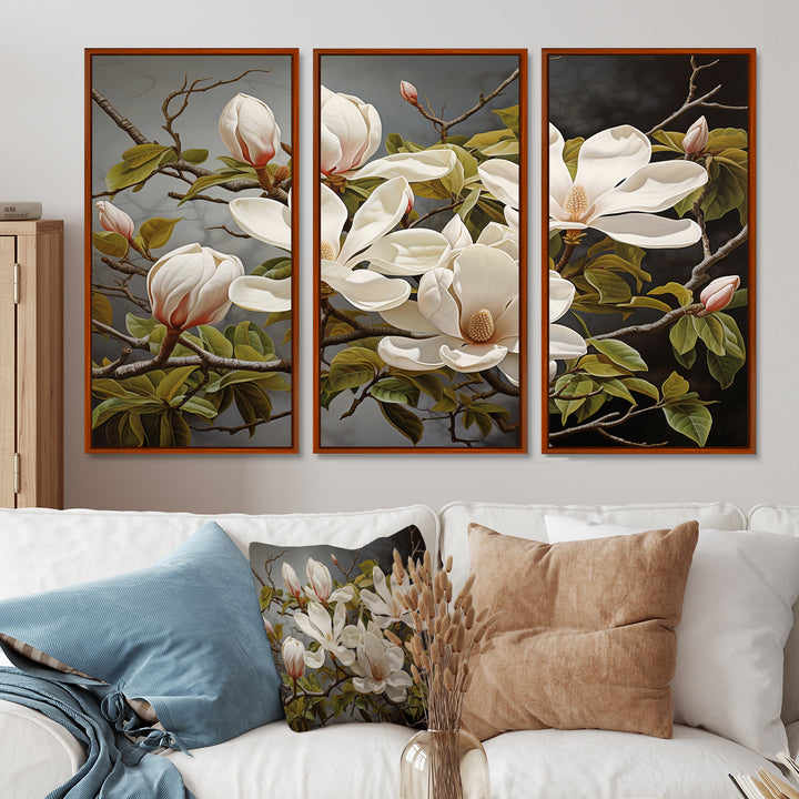 White Green Magnolias Magnolia Serenity - Multi-Panels