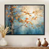 Orange Teal Maple Tree Glowing Embers II - Floral Canvas Wall Art