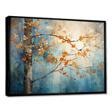 Orange Teal Maple Tree Glowing Embers II - Floral Canvas Wall Art