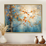 Orange Teal Maple Tree Glowing Embers II - Floral Canvas Wall Art