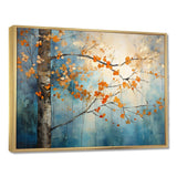 Orange Teal Maple Tree Glowing Embers II - Floral Canvas Wall Art