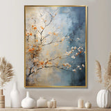 Orange Teal Maple Tree Glowing Embers III - Floral Canvas Wall Art