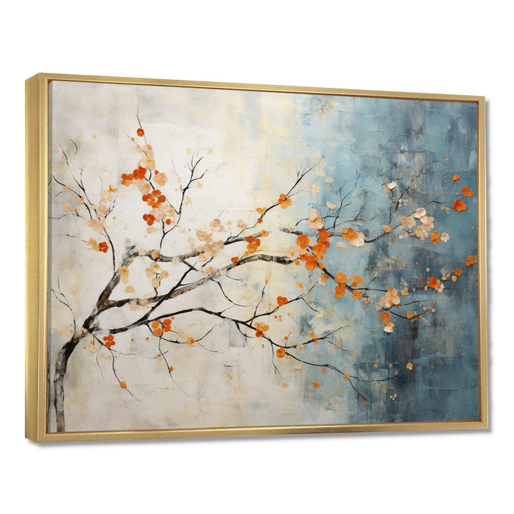 Orange Teal Maple Tree Glowing Embers V - Floral Canvas Wall Art