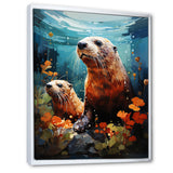 Teal Brown Marine Animals Curious Sea - Marine Animals Wall Decor