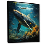 Teal Yellow Marine Animals Graceful Giants - Teal Marine Animals Wall Art