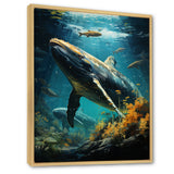 Teal Yellow Marine Animals Graceful Giants - Teal Marine Animals Wall Art