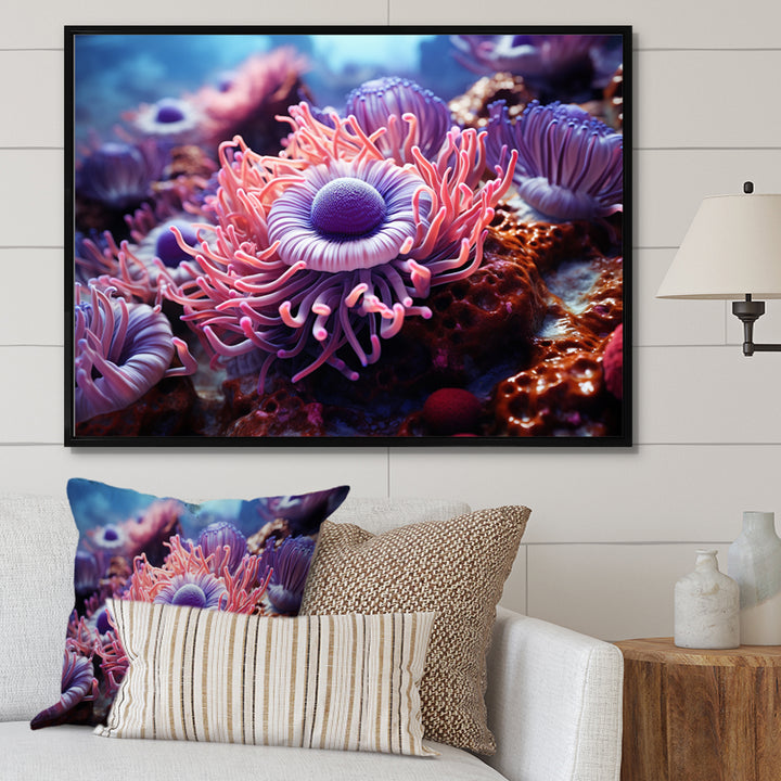 Purple Pink Marine Animals Harmony - Purple Marine Animals Wall Art