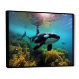 Teal Black Marine Animals Majestic Orcas - Marine Animals Home Decor Art